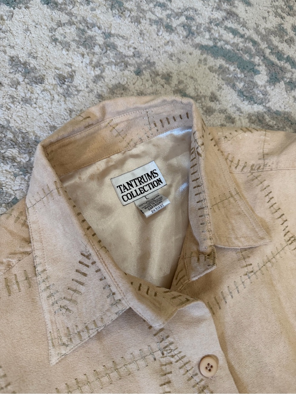 Tantrums Collection Faux Suede Patchwork Button Up Jacket Large - Picture 4 of 5